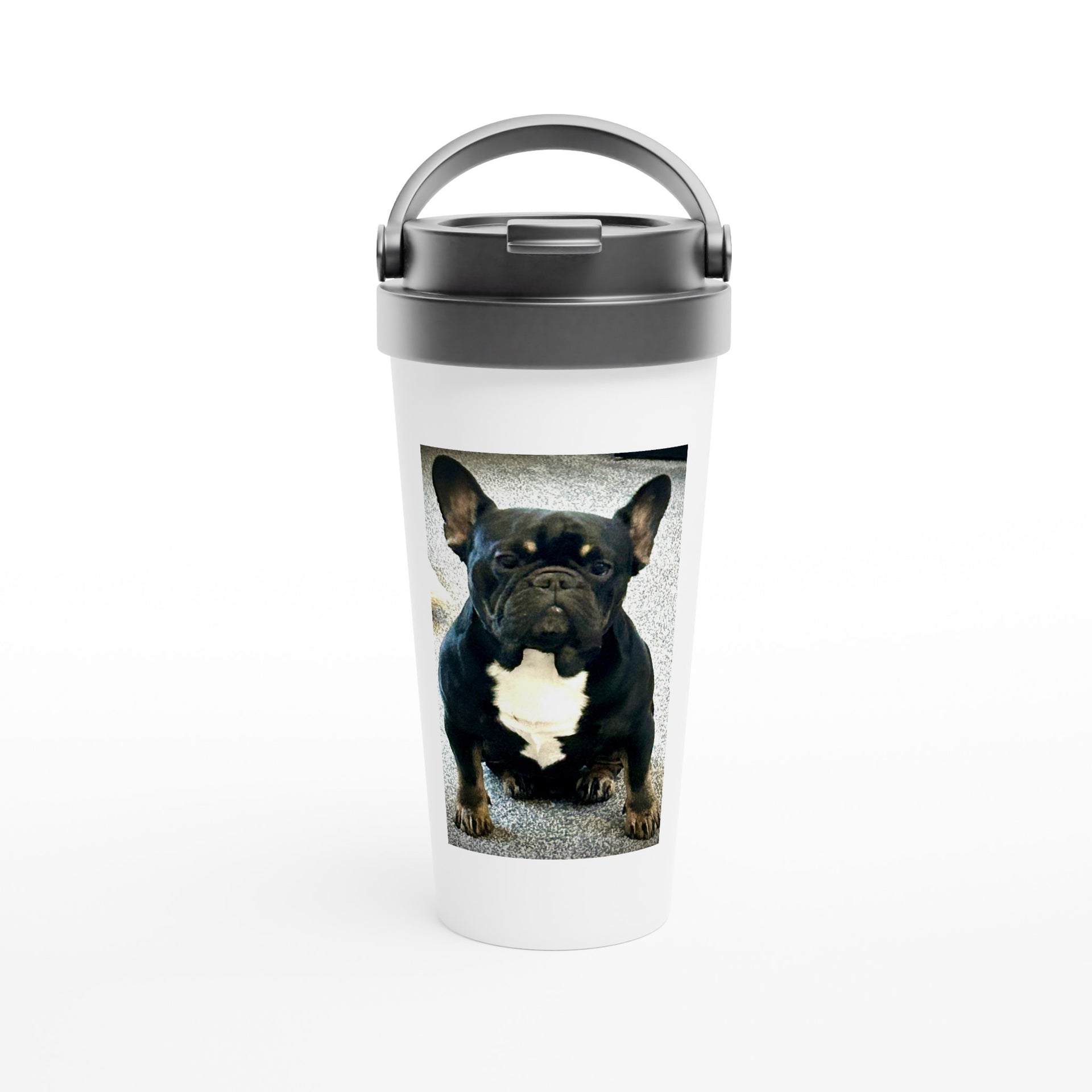 Personslised photo White 15oz Stainless Steel Dog walking Mug. FREE DELIVERY