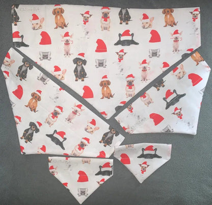 Dogs In Santa Hats Pet Bandanas - Dog Cat - Sayby’s