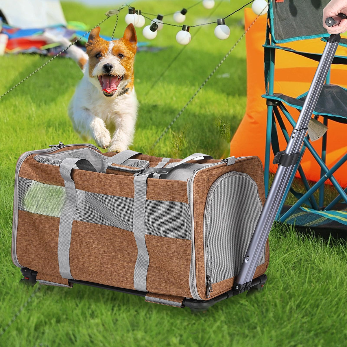 Double-Compartment Rolling Cat Carrier with Wheels for 2 Cats, Foldable Pet Carrier with Wheels for 2 Small Cats and Dogs, Fully Breathable, Perfect for Traveling/Hiking/Camping/Veterinary Visits - Sayby’s