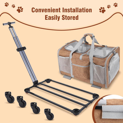 Double-Compartment Rolling Cat Carrier with Wheels for 2 Cats, Foldable Pet Carrier with Wheels for 2 Small Cats and Dogs, Fully Breathable, Perfect for Traveling/Hiking/Camping/Veterinary Visits - Sayby’s