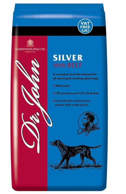 Dr John Silver Dry Dog Food 15kg - Beef with Vegetables - Complete Dog Biscuits 15kg - Senior and Adult Dog Food for Light Activity, Maintenance and Resting Dogs - Sayby’s