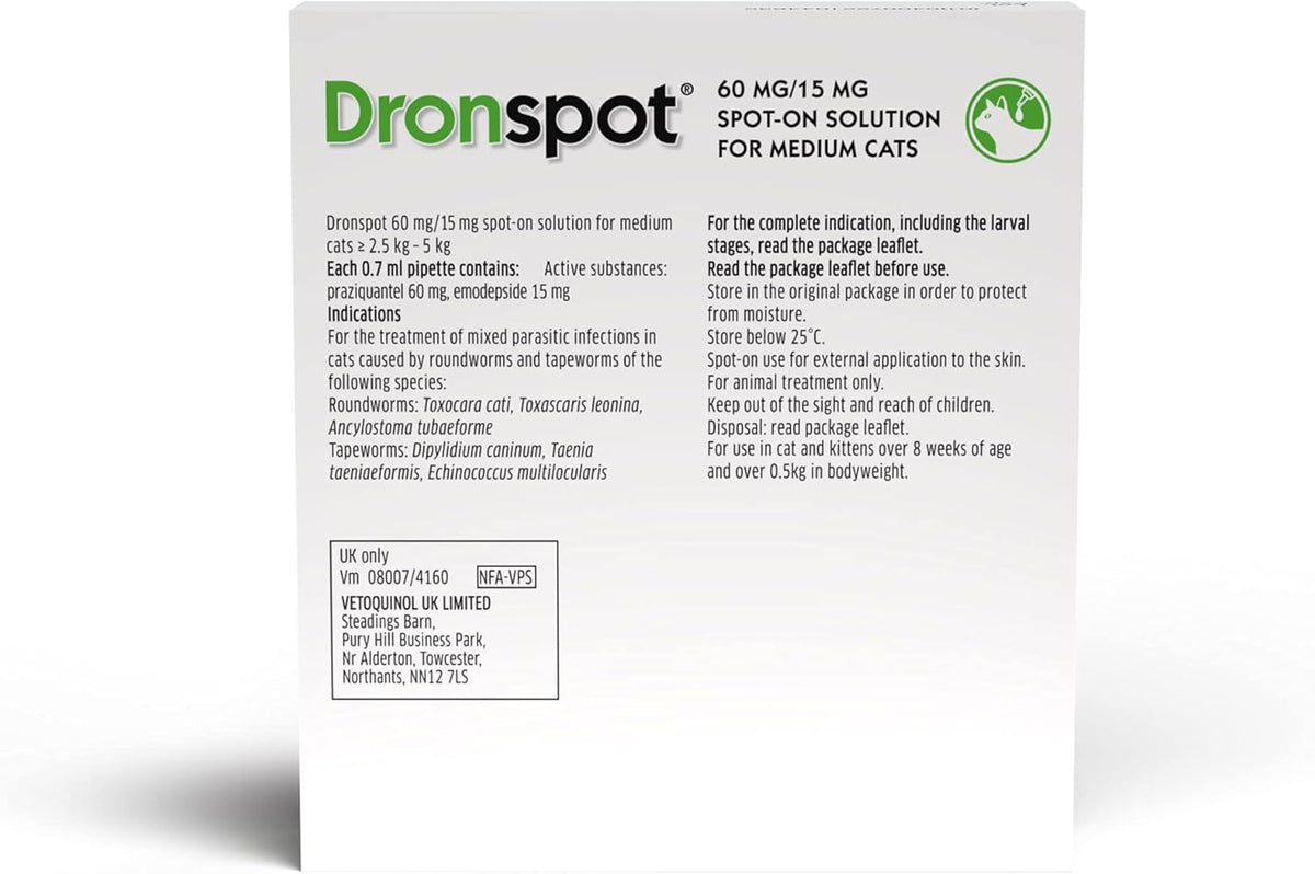 Dronspot Worming Spot On For Medium Cats (2.5-5kg) - Sayby’s