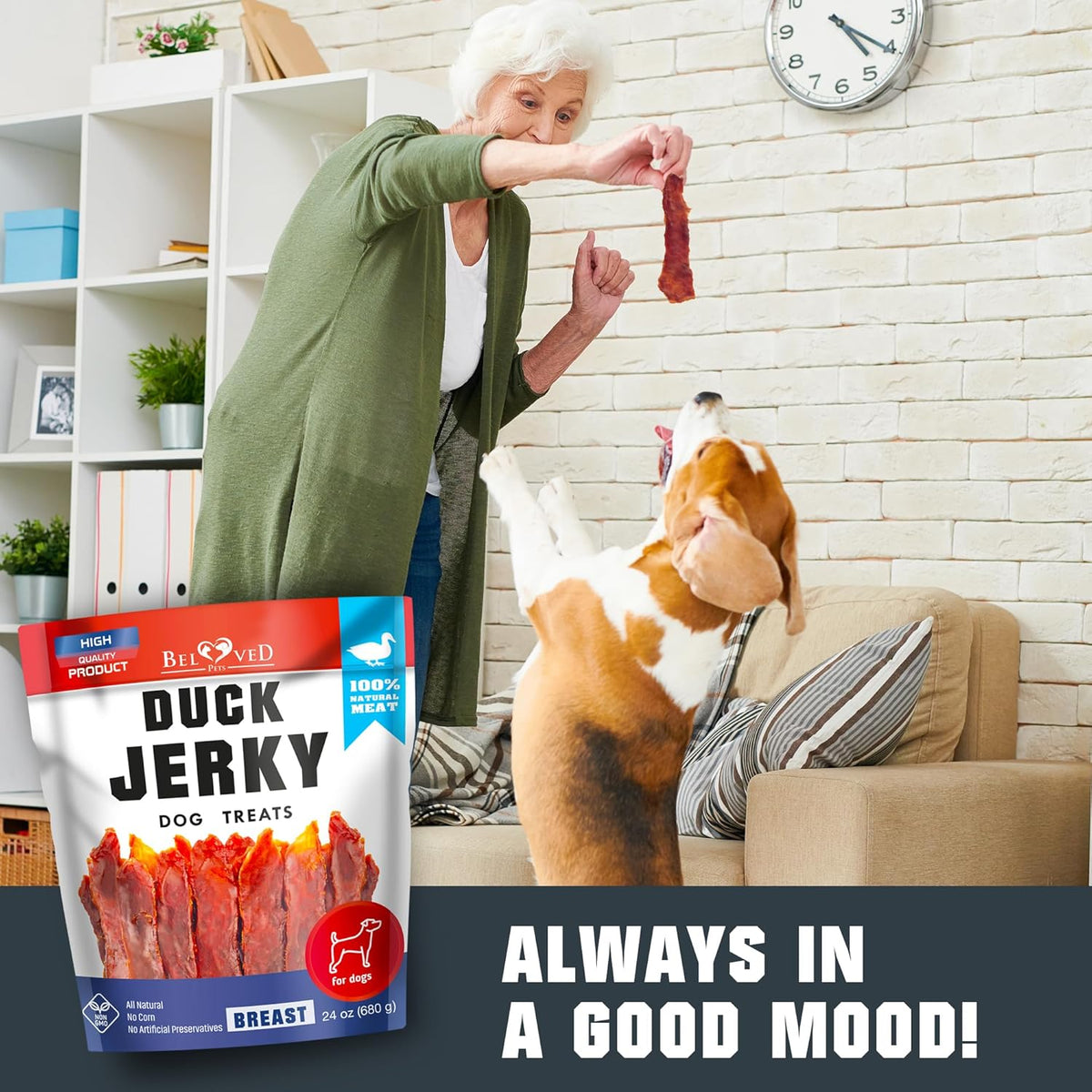 Duck Jerky Dog Treats - Human Grade Pet Snacks - Natural High Protein Meat Dried Strips - Best Chews for Training Small & Large Dogs - Bulk Soft Pack - Sayby’s