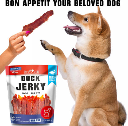 Duck Jerky Dog Treats - Human Grade Pet Snacks - Natural High Protein Meat Dried Strips - Best Chews for Training Small & Large Dogs - Bulk Soft Pack - Sayby’s