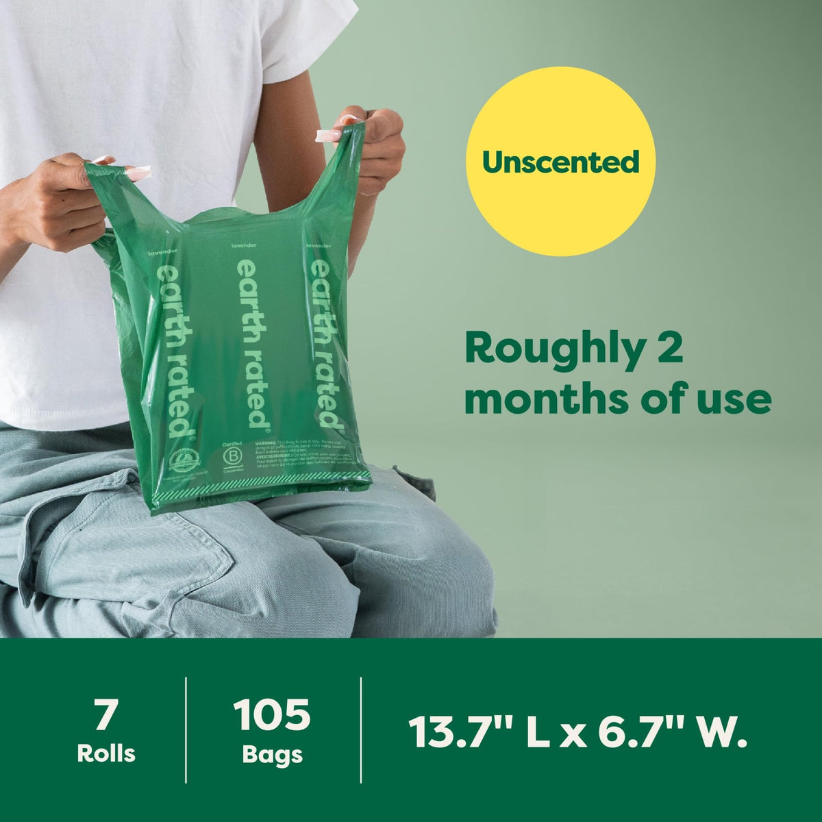 Earth Rated Dog Poop Bags with Tie Handles on Refill Rolls, Extra Wide, Easy-Tie Opening, Guaranteed Leak-Proof, Unscented, 105 Count - Sayby’s