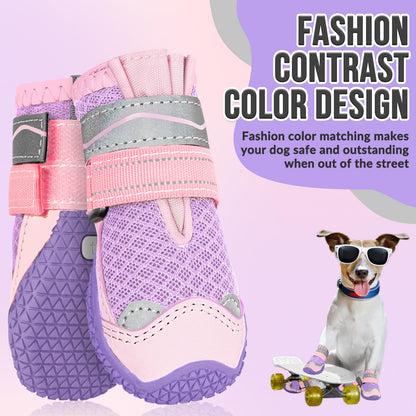 Eyein Dog Boots Paw Protector, Breathable Dog Boots for Injured Paws Waterproof, Dual Adjustable Washable Non-Slip Dog Shoes for Walking, Reflective Dog Shoes for Small Medium Large Dogs(2pcs) - Sayby’s