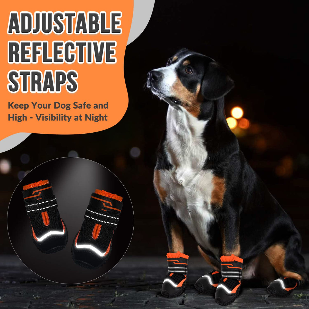 Eyein Dog Boots Paw Protector, Breathable Dog Boots for Injured Paws Waterproof, Dual Adjustable Washable Non-Slip Dog Shoes for Walking, Reflective Dog Shoes for Small Medium Large Dogs(2pcs) - Sayby’s