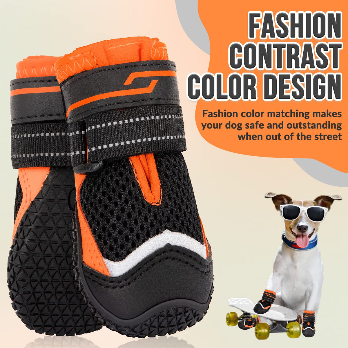 Eyein Dog Boots Paw Protector, Breathable Dog Boots for Injured Paws Waterproof, Dual Adjustable Washable Non-Slip Dog Shoes for Walking, Reflective Dog Shoes for Small Medium Large Dogs(2pcs) - Sayby’s