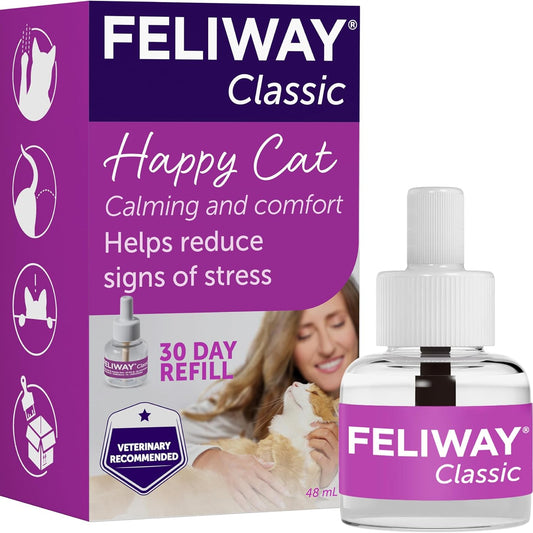 FELIWAY Classic 30 Day Cat Calming Odourless Refill for Pheromone Diffuser, 48ml - Helps Solve Common Signs of Stress in Cats & Kittens, Veterinary Recommended, Drug-free, Clinically Proven - Sayby’s