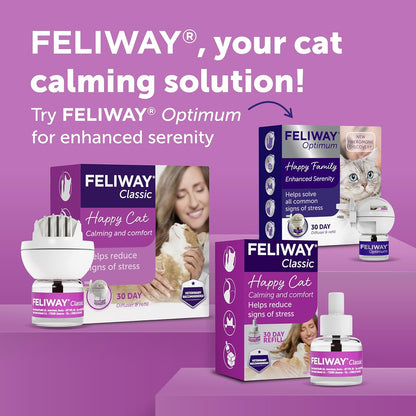 FELIWAY Classic 30 Day Cat Calming Odourless Refill for Pheromone Diffuser, 48ml - Helps Solve Common Signs of Stress in Cats & Kittens, Veterinary Recommended, Drug-free, Clinically Proven - Sayby’s