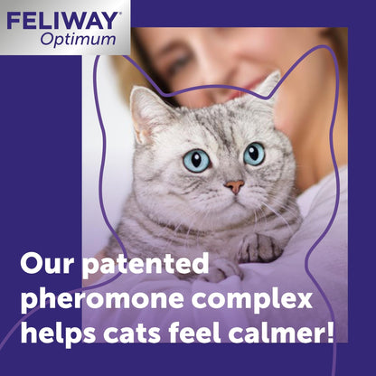 FELIWAY Optimum 30 Day Cat Calming Odourless Plug In Pheromone Diffuser Starter Kit, 48ml - Helps Solve Signs of Stress in Cats & Kittens, Veterinary Recommended, Drug-free, Clinically Proven - Sayby’s