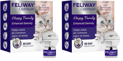 FELIWAY Optimum 30 Day Cat Calming Odourless Plug In Pheromone Diffuser Starter Kit, 48ml - Helps Solve Signs of Stress in Cats & Kittens, Veterinary Recommended, Drug-free, Clinically Proven - Sayby’s