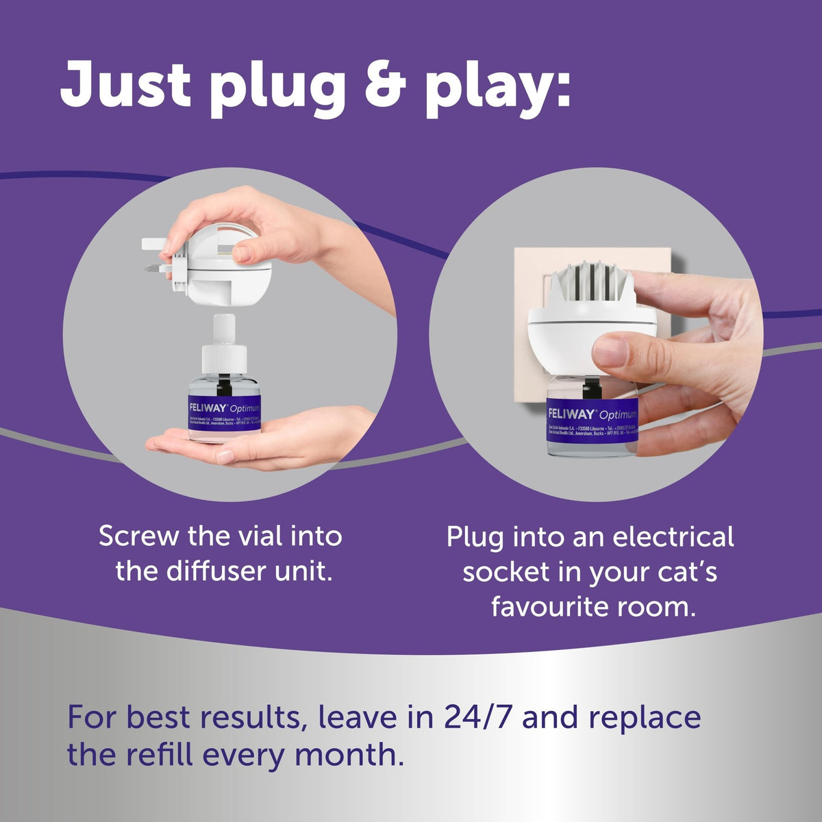 FELIWAY Optimum 30 Day Cat Calming Odourless Plug In Pheromone Diffuser Starter Kit, 48ml - Helps Solve Signs of Stress in Cats & Kittens, Veterinary Recommended, Drug-free, Clinically Proven - Sayby’s