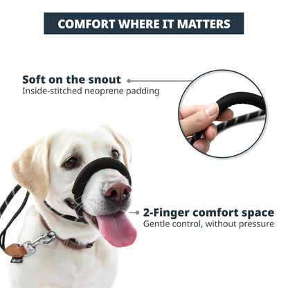 Figure of 8 Slip Lead for Dogs, Dual-Use No-Pull Training Leash with Stopper, Neoprene Nose Padding, Reflective Safety Strip and Robust Static 14-Core Nylon Rope - Sayby’s