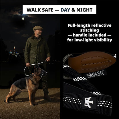 Figure of 8 Slip Lead for Dogs, Dual-Use No-Pull Training Leash with Stopper, Neoprene Nose Padding, Reflective Safety Strip and Robust Static 14-Core Nylon Rope - Sayby’s