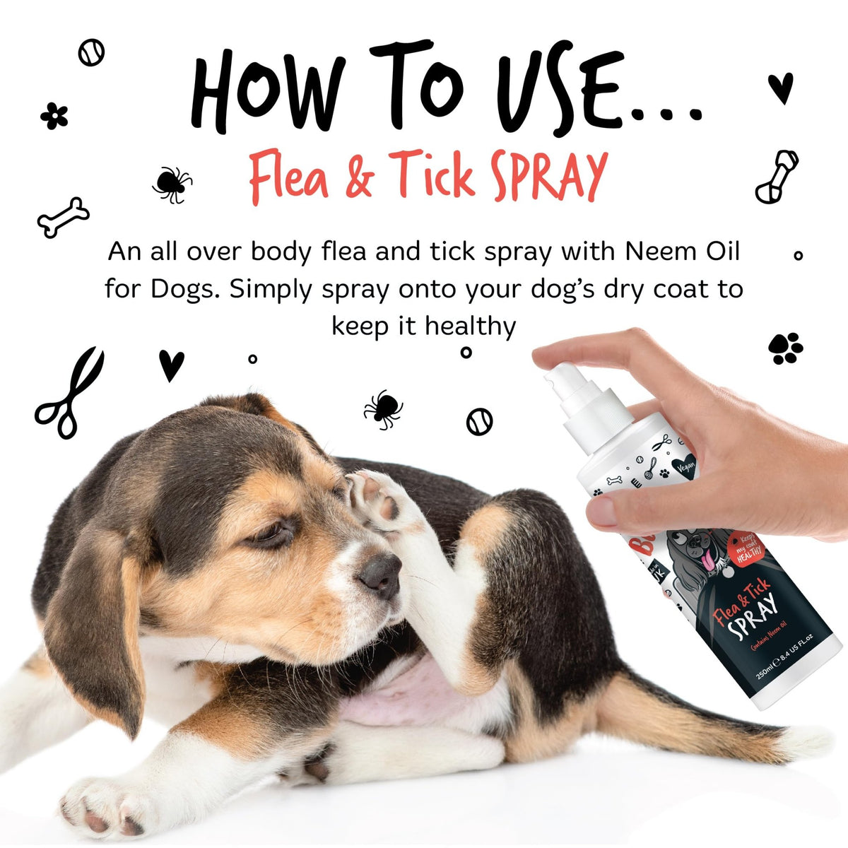 Flea and Tick Dog Shampoo by Bugalugs, Works on Smelly Puppies & Dogs, Contains Neem Oil PH Balanced Vegan Used by Professional Groom (Shampoo 500ml) - Sayby’s