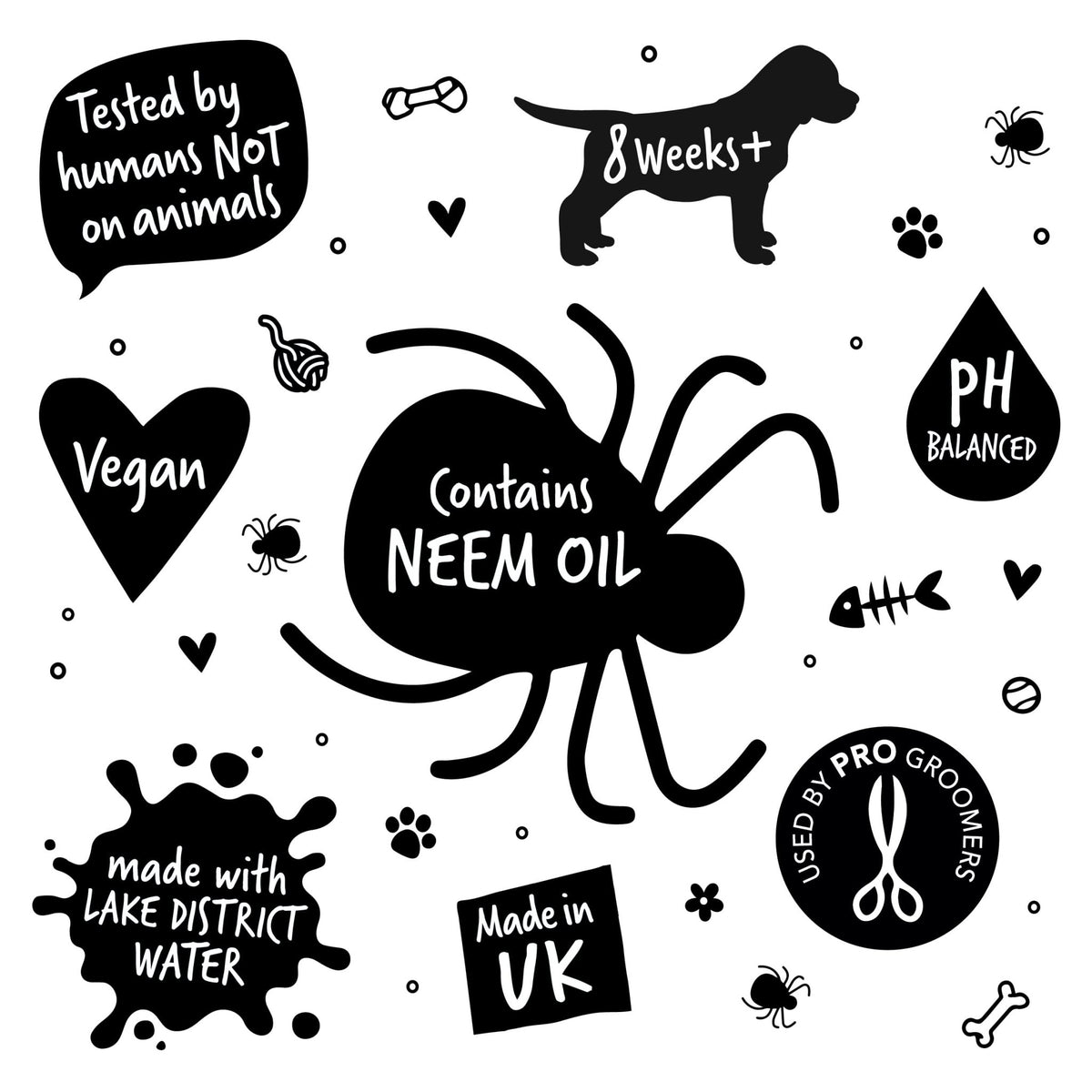 Flea and Tick Dog Shampoo by Bugalugs, Works on Smelly Puppies & Dogs, Contains Neem Oil PH Balanced Vegan Used by Professional Groom (Shampoo 500ml) - Sayby’s