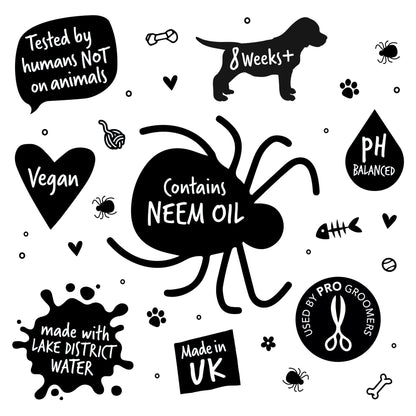Flea and Tick Dog Shampoo by Bugalugs, Works on Smelly Puppies & Dogs, Contains Neem Oil PH Balanced Vegan Used by Professional Groom (Shampoo 500ml) - Sayby’s