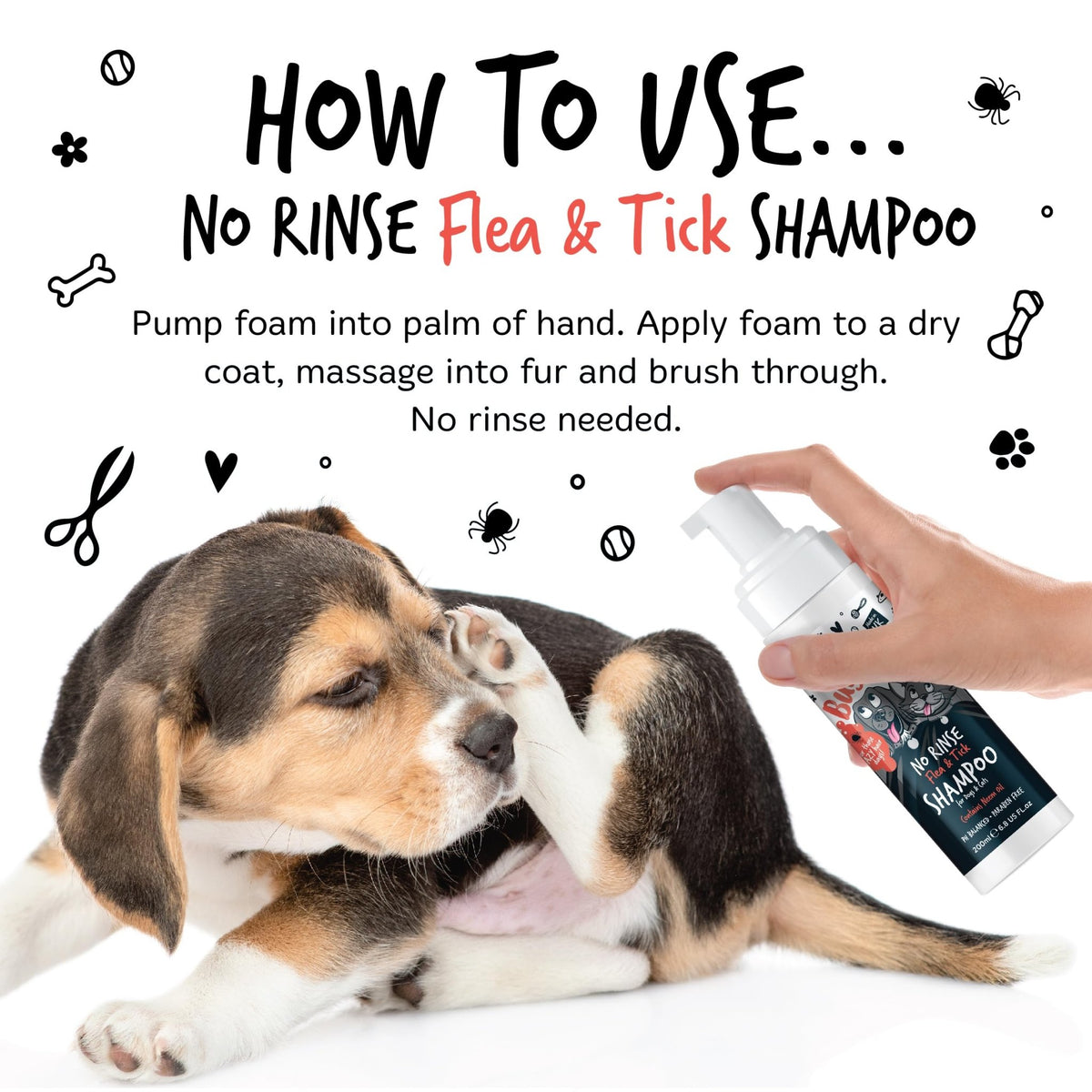 Flea and Tick Dog Shampoo by Bugalugs, Works on Smelly Puppies & Dogs, Contains Neem Oil PH Balanced Vegan Used by Professional Groom (Shampoo 500ml) - Sayby’s