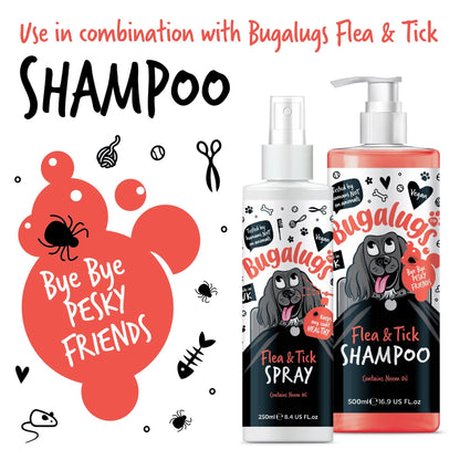 Flea and Tick Dog Shampoo by Bugalugs, Works on Smelly Puppies & Dogs, Contains Neem Oil PH Balanced Vegan Used by Professional Groom (Shampoo 500ml) - Sayby’s