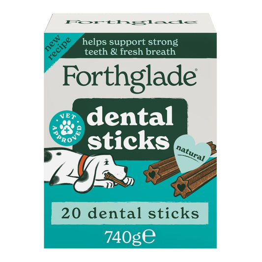 Forthglade Natural Dog Dental Sticks (20 Sticks) - Plant-Based & Grain Free Dog Treats, Dental Chews for Fresh Breath, Removes Plaque and Tartar, Resealable Bags - Sayby’s