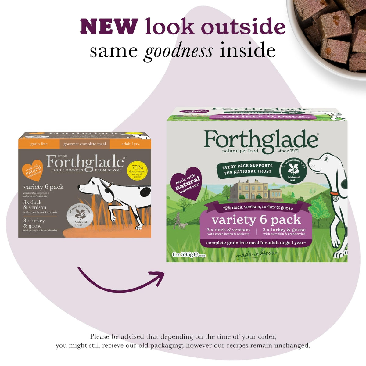 Forthglade Wet Dog Food, National Trust Variety Pack - Grain Free & Hypoallergenic Dog Food, Adult 1 Year+, Turkey & Goose and Duck & Venison, Stomach Sensitive, Natural Ingredients - Sayby’s