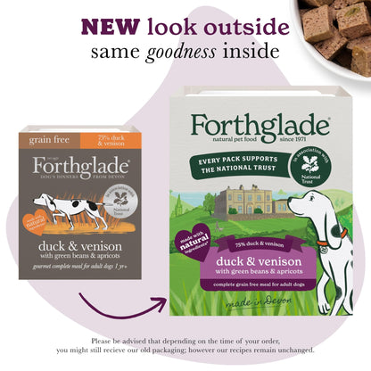 Forthglade Wet Dog Food, National Trust Variety Pack - Grain Free & Hypoallergenic Dog Food, Adult 1 Year+, Turkey & Goose and Duck & Venison, Stomach Sensitive, Natural Ingredients - Sayby’s