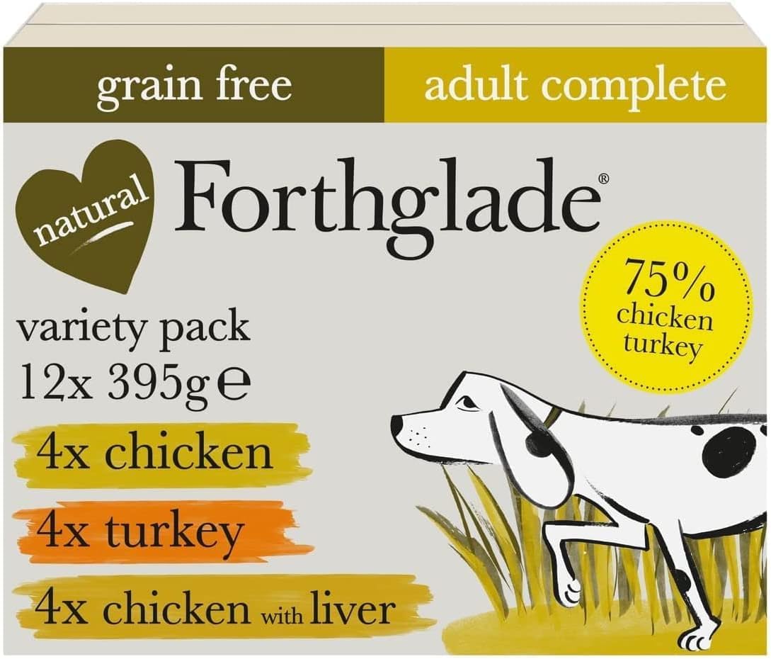 Forthglade Wet Dog Food Variety Pack - Grain Free & Hypoallergenic Dog Food, Adult 1 Year+, Turkey, Lamb & Duck with Vegetables, Complete Stomach Sensitive Meals, Natural Ingredients - Sayby’s