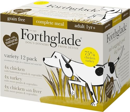 Forthglade Wet Dog Food Variety Pack - Grain Free & Hypoallergenic Dog Food, Adult 1 Year+, Turkey, Lamb & Duck with Vegetables, Complete Stomach Sensitive Meals, Natural Ingredients - Sayby’s