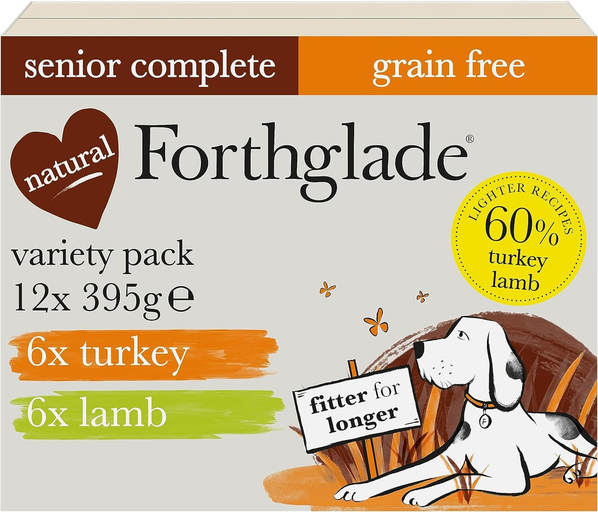 Forthglade Wet Dog Food Variety Pack - Senior 7 Years+, Grain Free & Hypoallergenic Dog Food, Turkey & Lamb with Vegetables, Stomach Sensitive Meals with Natural Ingredients - Sayby’s