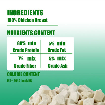 Freeze Dried Chicken Breast Cat Treats and Food 100g 100% Chicken Natural Grain Free Allergen-Free & Hypoallergenic Easy Digestion Nibbles Nutritious Cat, Kitten and Dog Snacks(Small-Sized Cube 10mm) - Sayby’s