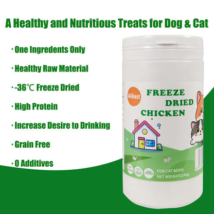 Freeze Dried Chicken Breast Cat Treats and Food 100g 100% Chicken Natural Grain Free Allergen-Free & Hypoallergenic Easy Digestion Nibbles Nutritious Cat, Kitten and Dog Snacks(Small-Sized Cube 10mm) - Sayby’s