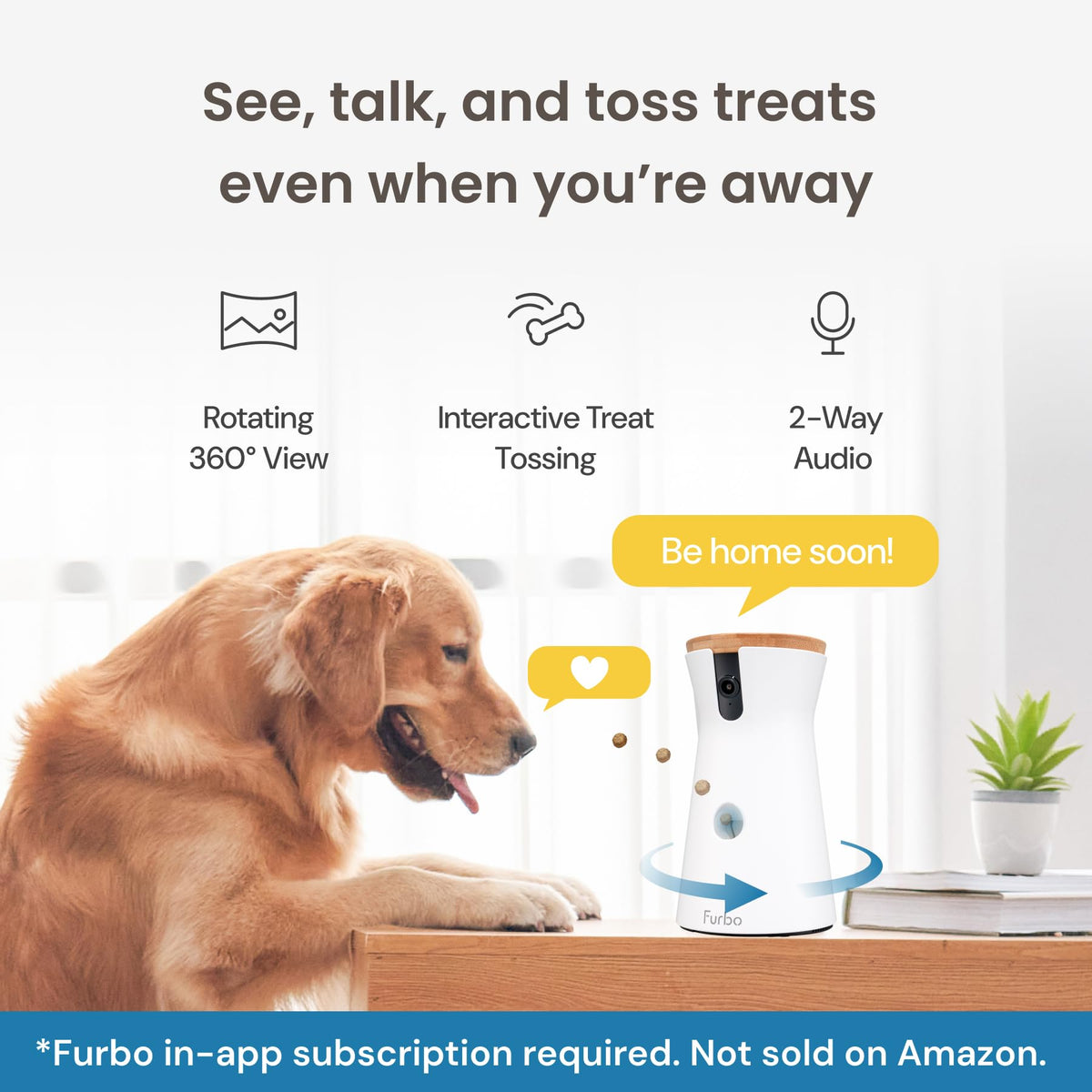 Furbo 360° Pet Camera w/Home Safety Package [PREMIUM W/SUBSCRPITION] Smart Pet Monitor w/App for Pet & Home, Rotating 360° View, Colour Night Vision, Auto-Tracking, Treat-toss, Barking, Smart Alert - Sayby’s