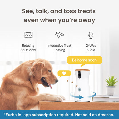 Furbo 360° Pet Camera w/Home Safety Package [PREMIUM W/SUBSCRPITION] Smart Pet Monitor w/App for Pet & Home, Rotating 360° View, Colour Night Vision, Auto-Tracking, Treat-toss, Barking, Smart Alert - Sayby’s