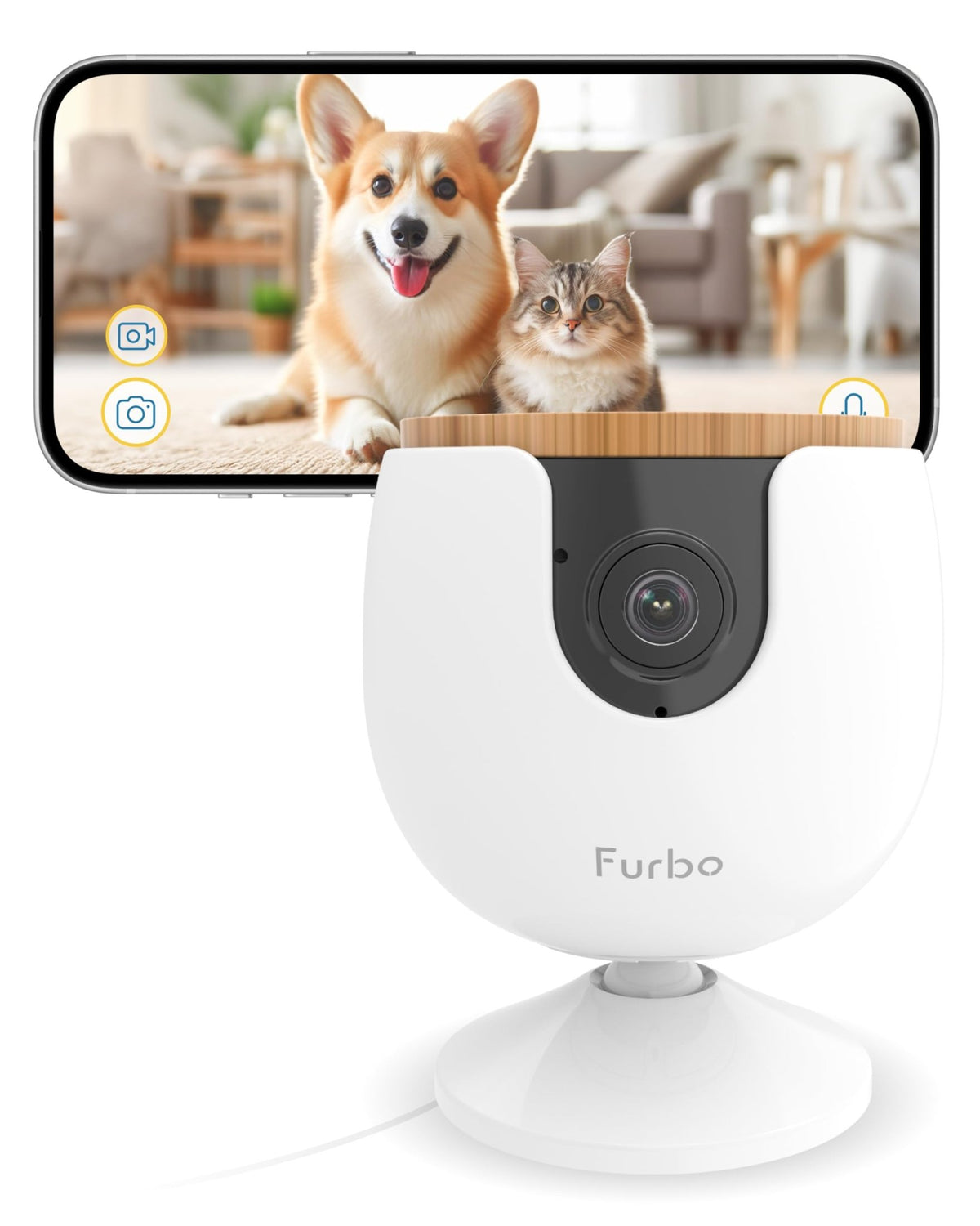 Furbo 360° Pet Camera w/Home Safety Package [PREMIUM W/SUBSCRPITION] Smart Pet Monitor w/App for Pet & Home, Rotating 360° View, Colour Night Vision, Auto-Tracking, Treat-toss, Barking, Smart Alert - Sayby’s