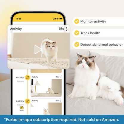 Furbo 360° Pet Camera w/Home Safety Package [PREMIUM W/SUBSCRPITION] Smart Pet Monitor w/App for Pet & Home, Rotating 360° View, Colour Night Vision, Auto-Tracking, Treat-toss, Barking, Smart Alert - Sayby’s