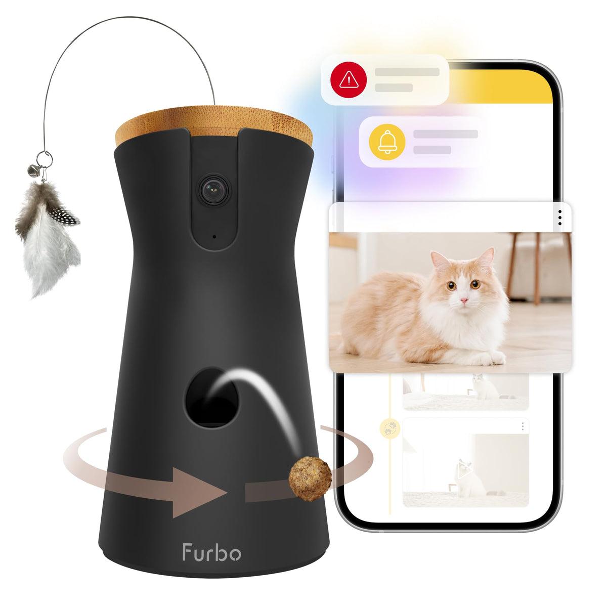 Furbo 360° Pet Camera w/Home Safety Package [PREMIUM W/SUBSCRPITION] Smart Pet Monitor w/App for Pet & Home, Rotating 360° View, Colour Night Vision, Auto-Tracking, Treat-toss, Barking, Smart Alert - Sayby’s