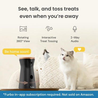 Furbo 360° Pet Camera w/Home Safety Package [PREMIUM W/SUBSCRPITION] Smart Pet Monitor w/App for Pet & Home, Rotating 360° View, Colour Night Vision, Auto-Tracking, Treat-toss, Barking, Smart Alert - Sayby’s