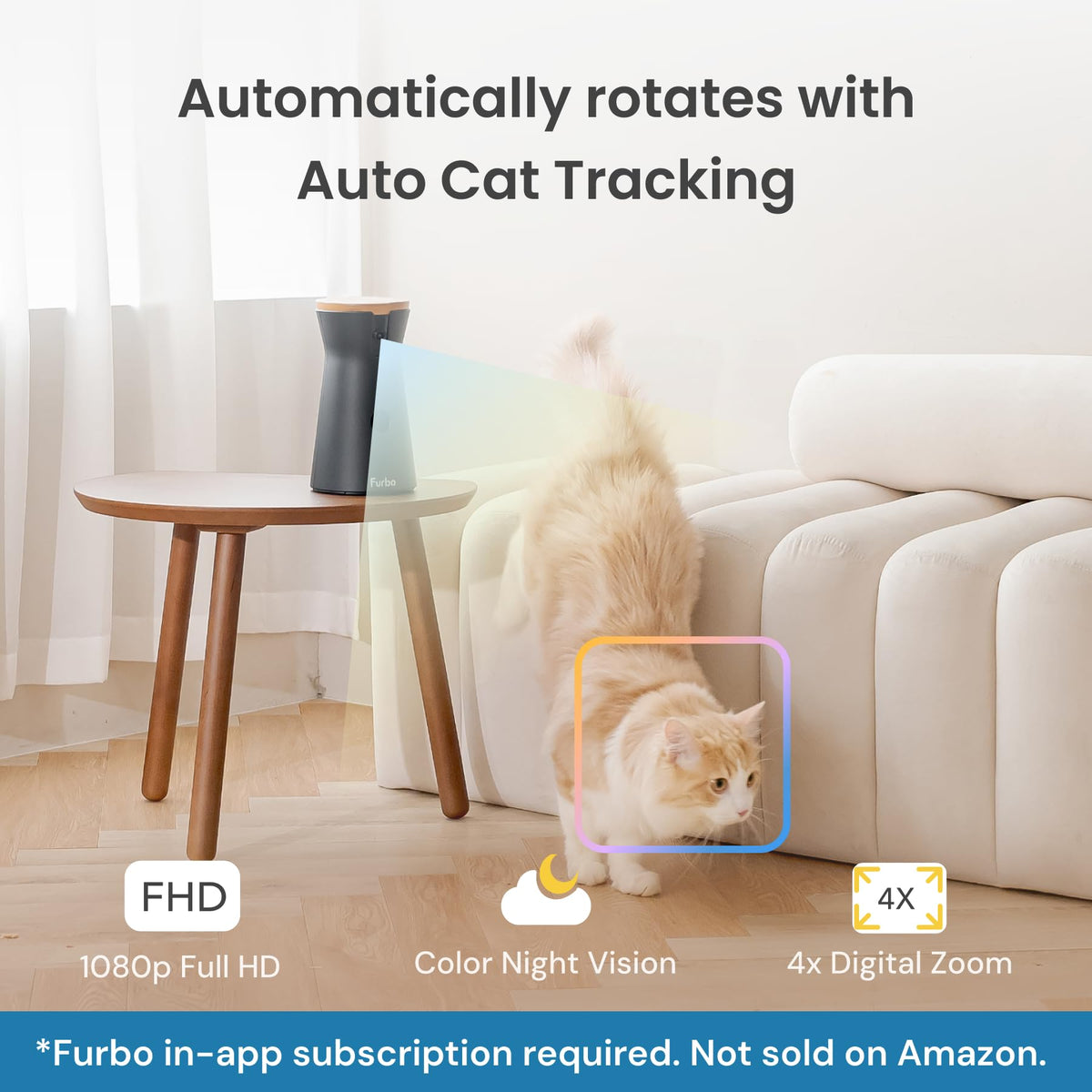 Furbo 360° Pet Camera w/Home Safety Package [PREMIUM W/SUBSCRPITION] Smart Pet Monitor w/App for Pet & Home, Rotating 360° View, Colour Night Vision, Auto-Tracking, Treat-toss, Barking, Smart Alert - Sayby’s