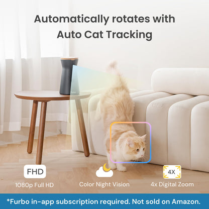 Furbo 360° Pet Camera w/Home Safety Package [PREMIUM W/SUBSCRPITION] Smart Pet Monitor w/App for Pet & Home, Rotating 360° View, Colour Night Vision, Auto-Tracking, Treat-toss, Barking, Smart Alert - Sayby’s