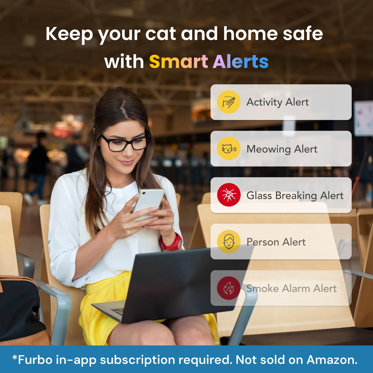 Furbo 360° Pet Camera w/Home Safety Package [PREMIUM W/SUBSCRPITION] Smart Pet Monitor w/App for Pet & Home, Rotating 360° View, Colour Night Vision, Auto-Tracking, Treat-toss, Barking, Smart Alert - Sayby’s