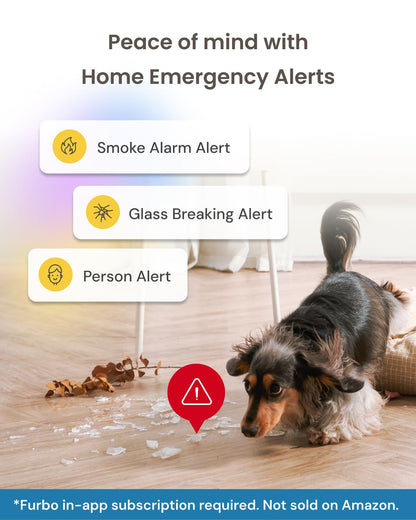 Furbo 360° Pet Camera w/Home Safety Package [PREMIUM W/SUBSCRPITION] Smart Pet Monitor w/App for Pet & Home, Rotating 360° View, Colour Night Vision, Auto-Tracking, Treat-toss, Barking, Smart Alert - Sayby’s