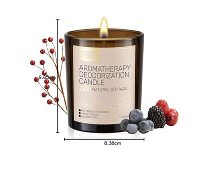 Furry Purr Pet Odor Eliminator Candle, Natural Soy Wax Candles with Catnip Essential Oil, Pet-Friendly Candles for Home Scented, Pet Lover Gifts, 60-Hour Burn Time, Lily of The Valley Fragrance, 7 oz - Sayby’s