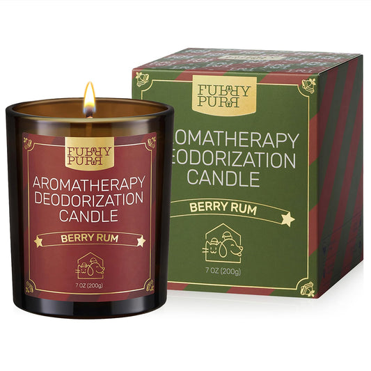 Furry Purr Pet Odor Eliminator Candle, Natural Soy Wax Candles with Catnip Essential Oil, Pet-Friendly Candles for Home Scented, Pet Lover Gifts, 60-Hour Burn Time, Lily of The Valley Fragrance, 7 oz - Sayby’s