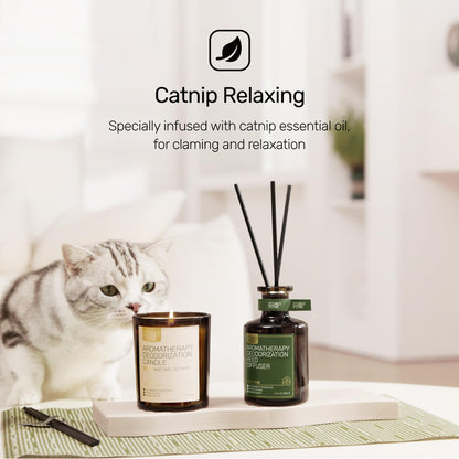 Furry Purr Pet Odor Eliminator Candle, Natural Soy Wax Candles with Catnip Essential Oil, Pet-Friendly Candles for Home Scented, Pet Lover Gifts, 60-Hour Burn Time, Lily of The Valley Fragrance, 7 oz - Sayby’s