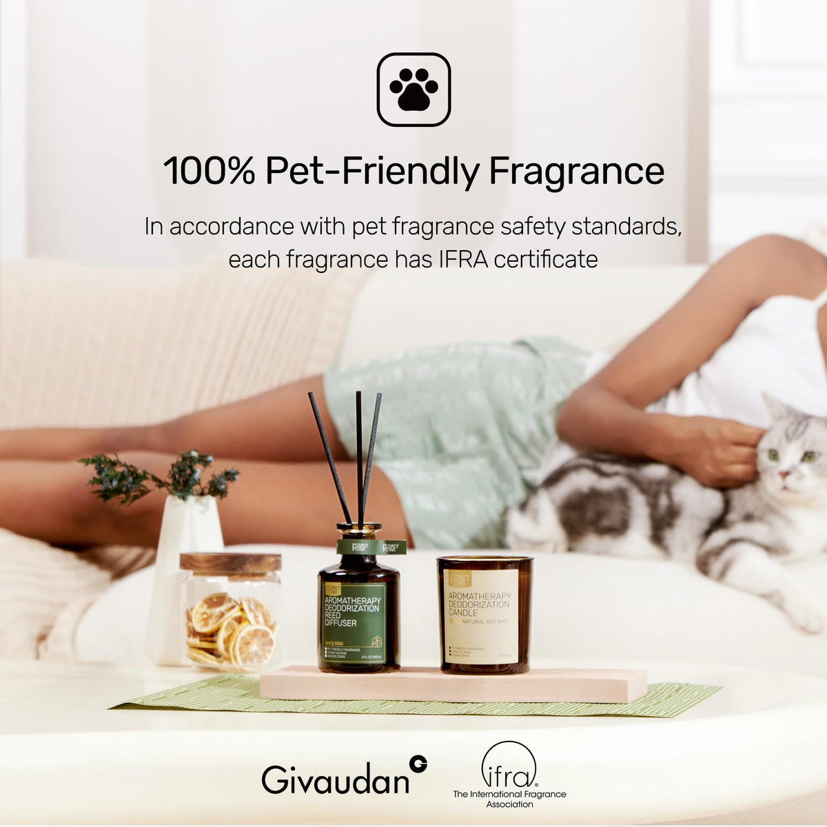 Furry Purr Pet Odor Eliminator Candle, Natural Soy Wax Candles with Catnip Essential Oil, Pet-Friendly Candles for Home Scented, Pet Lover Gifts, 60-Hour Burn Time, Lily of The Valley Fragrance, 7 oz - Sayby’s