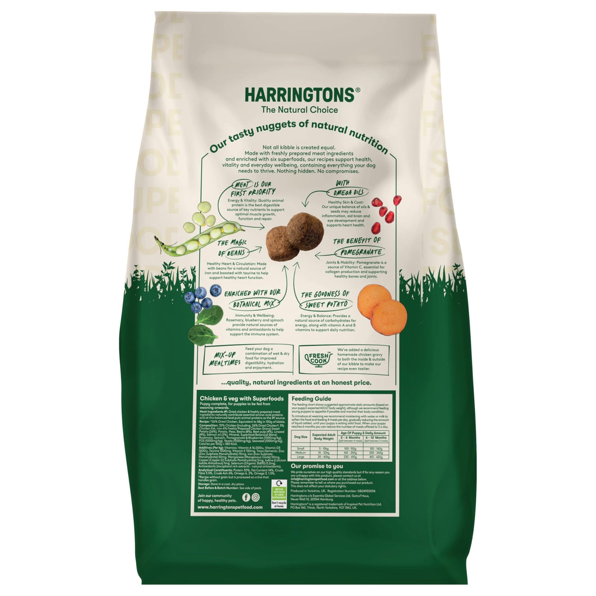 Harringtons Superfoods Complete Grain Free Dry Adult Dog Food Chicken with Veg 1.7kg (Pack of 4) - Made with All Natural Ingredients (Packaging may vary) - Sayby’s