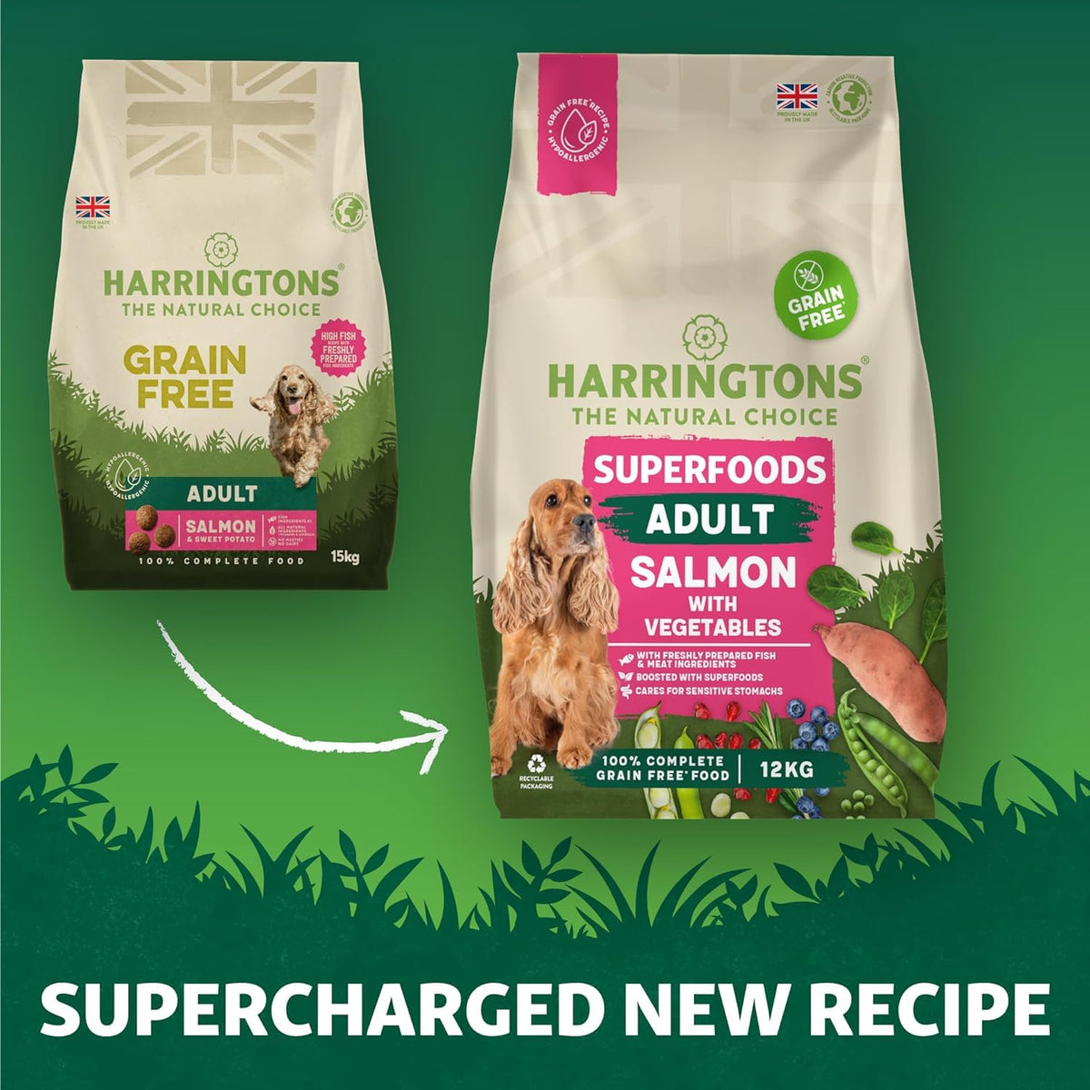 Harringtons Superfoods Complete Grain Free Dry Adult Dog Food Chicken with Veg 1.7kg (Pack of 4) - Made with All Natural Ingredients (Packaging may vary) - Sayby’s