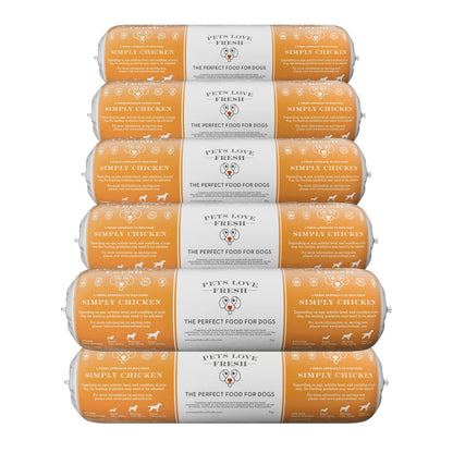 Healthy & Tasty Fresh Dog Food by Pets Love Fresh - 100% Natural - Real British Meat - Zero Preservatives - SimHealthy & Tasty Fresh Dog Food by Pets Love Fresh - 100% Natural - Real British Meat - Zero Preservatives - Simply Chicken (5 x 600g chub rolls) - Sayby’s