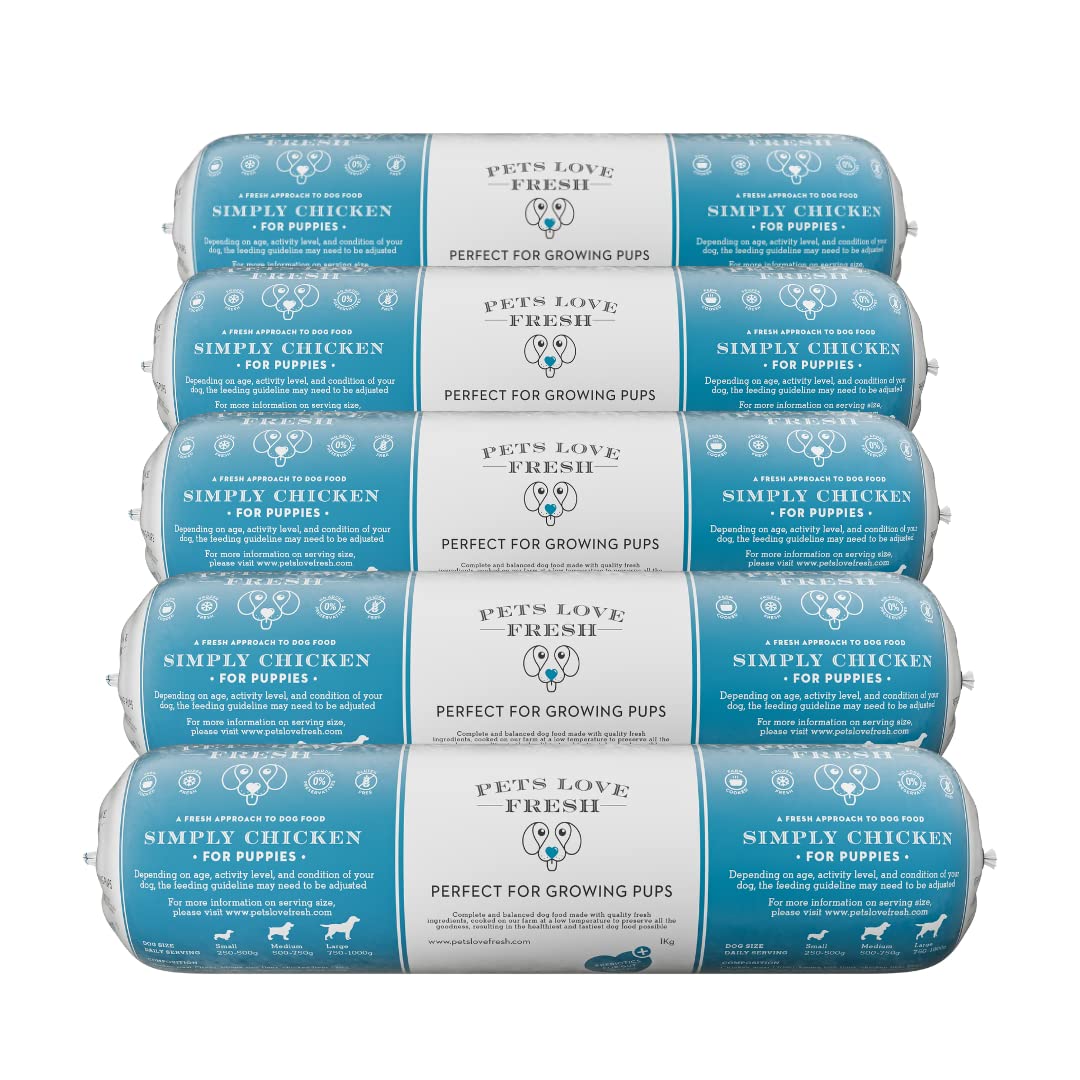 Healthy & Tasty Fresh Dog Food by Pets Love Fresh - 100% Natural - Real British Meat - Zero Preservatives - SimHealthy & Tasty Fresh Dog Food by Pets Love Fresh - 100% Natural - Real British Meat - Zero Preservatives - Simply Chicken (5 x 600g chub rolls) - Sayby’s